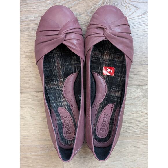 New Born Leather Ballet Flats 9.5 Mauve Pink Slip On Knotted Toe Coquette Padded - Picture 2 of 10